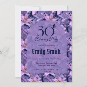 Nature Inspired Lilies Accent Birthday Present Invitation