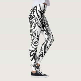 Nature Inspired Monochrome Art Leggings
