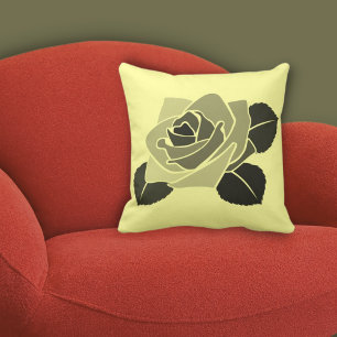 Nature-inspired Pastel Yellow Floral Rose Blossom  Cushion