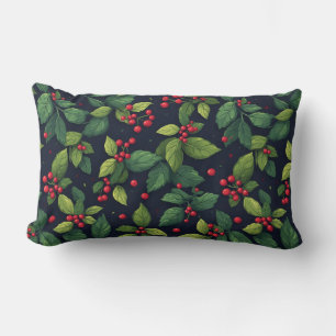 Nature-Inspired Pattern With Vibrant Green Leaves Lumbar Cushion
