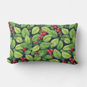 Nature-Inspired Pattern With Vibrant Green Leaves Lumbar Cushion