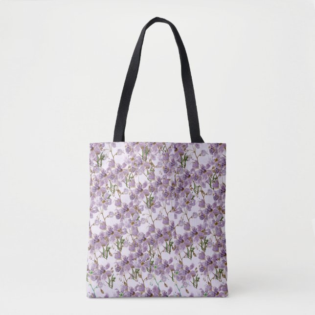 Nature-Inspired Purple Flower Tote Bag (Front)