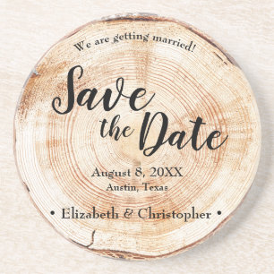 Nature-inspired Rustic wedding Save the date Coaster