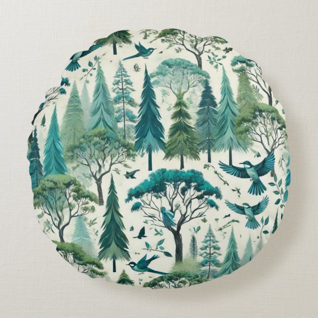 Nature-Inspired Seamless Design Round Cushion (Front)