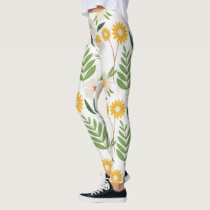 Nature-Inspired White Flower Leggings