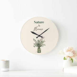 Nature Is Home Botanical Floral Wall Clock