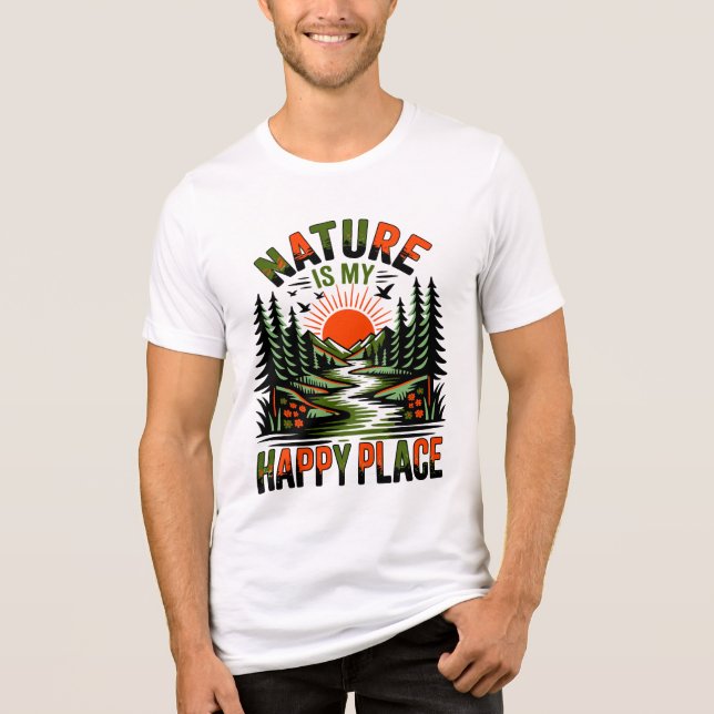 Nature Is My Happy Place Earth Day T-Shirt Tri-Blend Shirt (Front)