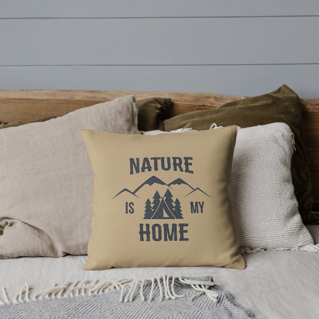 Nature is My Home Silhouette Throw Pillow (Creator Uploaded)