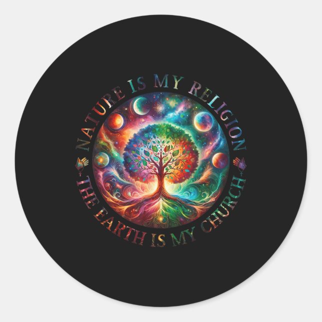 Nature Is My Religion The Earth Is My Church Manda Classic Round Sticker (Front)