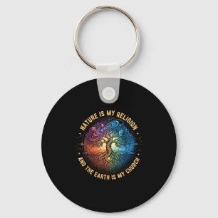 Nature is religion the earth is church mandala tre key ring
