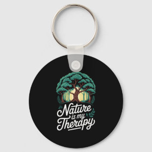Nature is therapy forest hiking camping adventure key ring