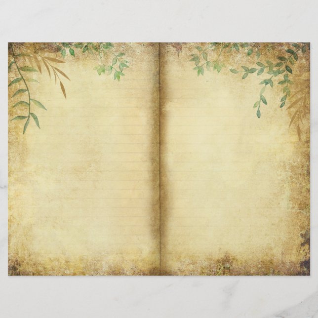 Nature Journal Wild Herb Greenery Scrapbook Paper (Front)