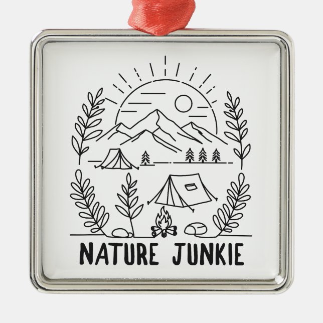 Nature Junkie Metal Ornament (Front)