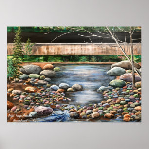 Nature Landscape Forest Green with Brook Poster