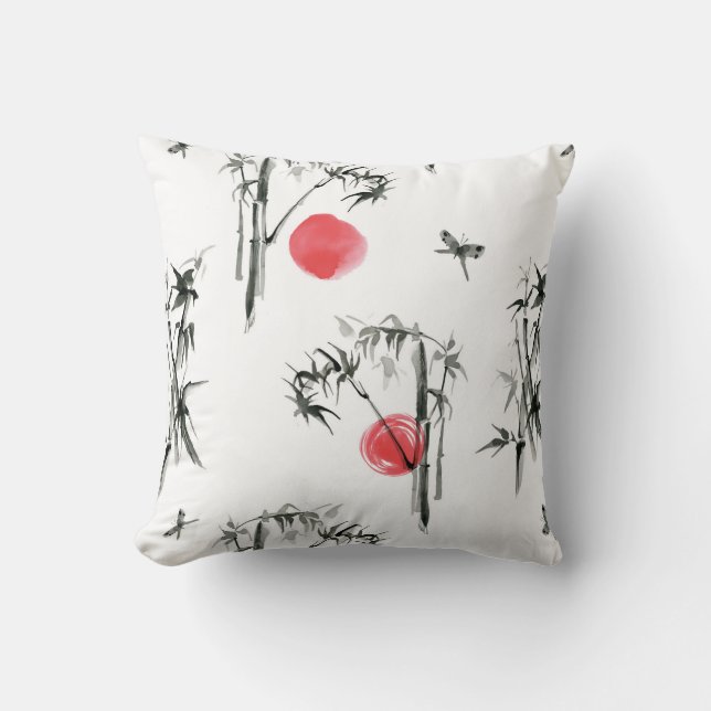 Nature landscape Japanese ink painting Cushion (Front)