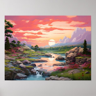 Nature landscape painting  poster