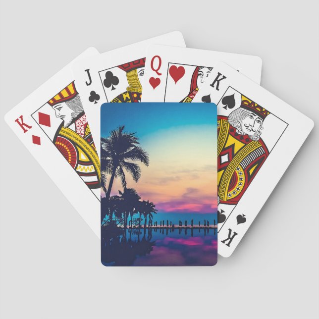 Nature Landscape Pool Palm Trees-25925 Playing Cards (Back)