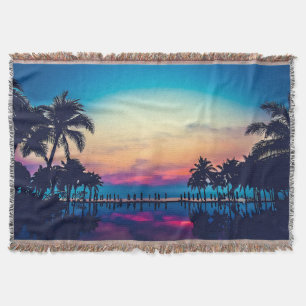 Nature Landscape Pool Palm Trees-25925 Throw Blanket