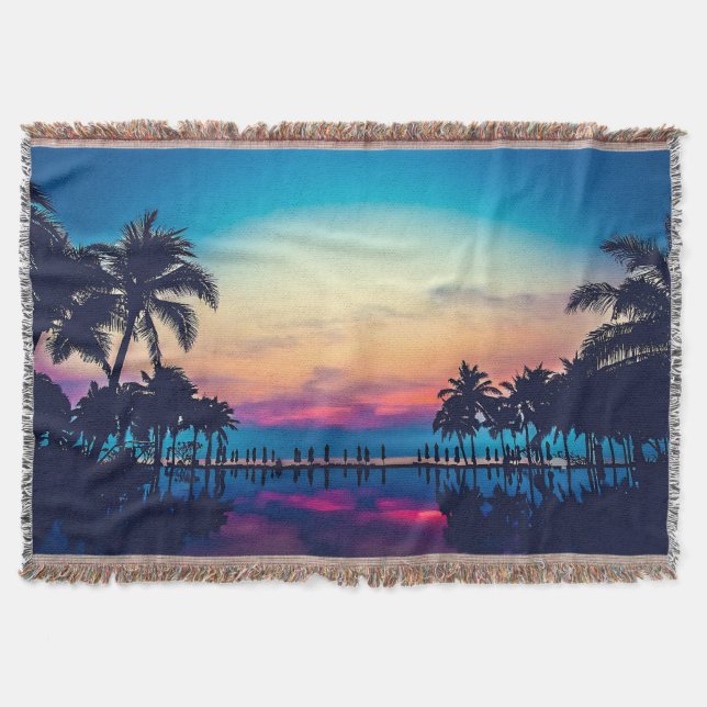 Nature Landscape Pool Palm Trees-25925 Throw Blanket (Front)