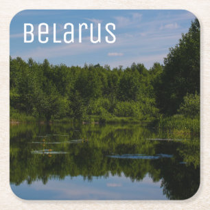 Nature Landscape Scenery Canal Sky Belarus Square Paper Coaster