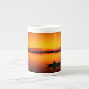 Nature Landscape Sunset with Boat Bone China Mug