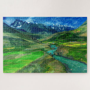 Nature landscape with a river & mountains jigsaw puzzle