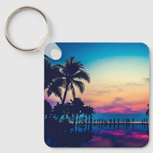 Nature Landscape with Pool Palm Trees-25925 Key Ring