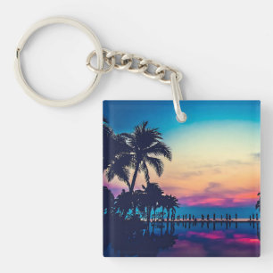 Nature Landscape with Pool Palm Trees-25925 Key Ring