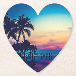 Nature Landscape with Pool Palm Trees-25925 Paper Coaster