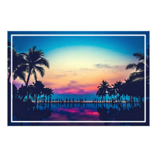 Nature Landscape with  Pool Palm Trees Photo Print