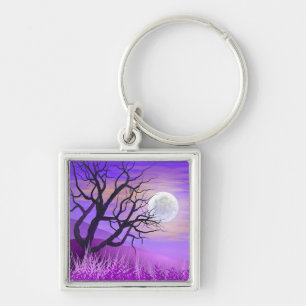 Nature Landscape with Purple Background Key Ring