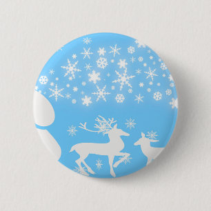 Nature Landscapes Seasons Winter Snowflake Deer 6 Cm Round Badge