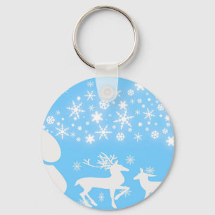 Nature Landscapes Seasons Winter Snowflake Deer Key Ring