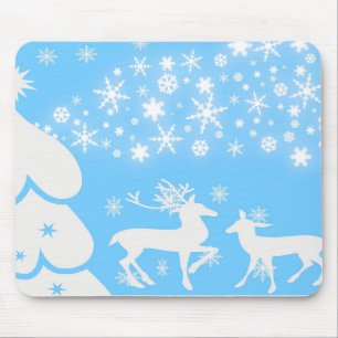 Nature  Landscapes  Seasons Winter Snowflake Deer Mouse Pad