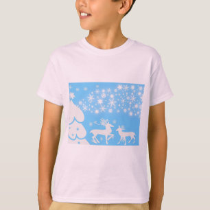 Nature Landscapes Seasons Winter Snowflake Deer T-Shirt