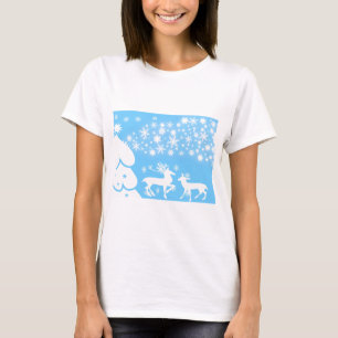 Nature Landscapes Seasons Winter Snowflake Deer T-Shirt