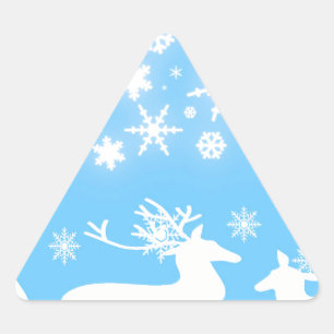 Nature Landscapes Seasons Winter Snowflake Deer Triangle Sticker