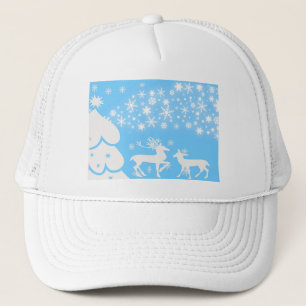 Nature Landscapes Seasons Winter Snowflake Deer Trucker Hat
