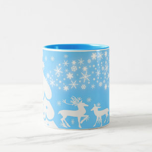 Nature Landscapes Seasons Winter Snowflake Deer Two-Tone Coffee Mug