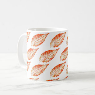 Nature Leaf Print autumn beech leaf orange tiled. Coffee Mug