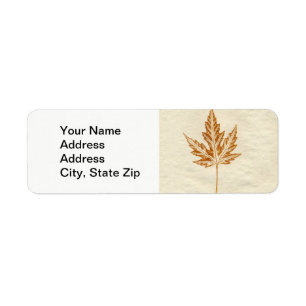 Nature Leaf Print, Autumn maple leaf in tan Return Address Label