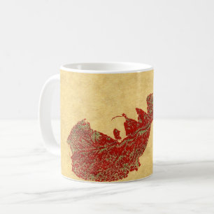 Nature Leaf Print autumn torn leaf in red on tan. Coffee Mug