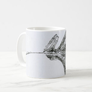 Nature Leaf Print autumn white oak leaves in black Coffee Mug