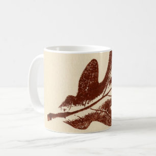 Nature Leaf Print brown white oak leaf worm eaten Coffee Mug