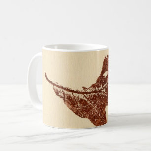 Nature Leaf Print bug chewed winter white oak Coffee Mug