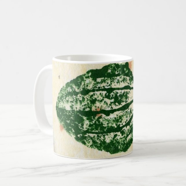 Nature Leaf Print green spring plantain leaf. Coffee Mug (Front Left)