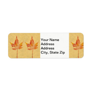Nature Leaf Print little autumn maple leaf in red. Return Address Label