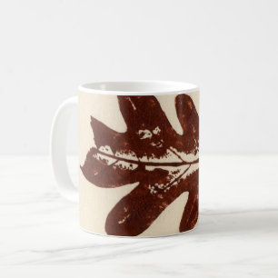 Nature Leaf Print white oak winter in brown. Coffee Mug