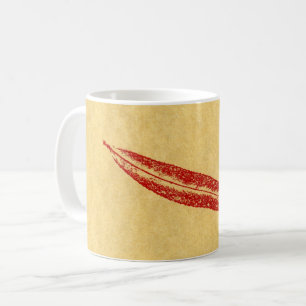 Nature Leaf Print willow leaf red on tan paper. Coffee Mug