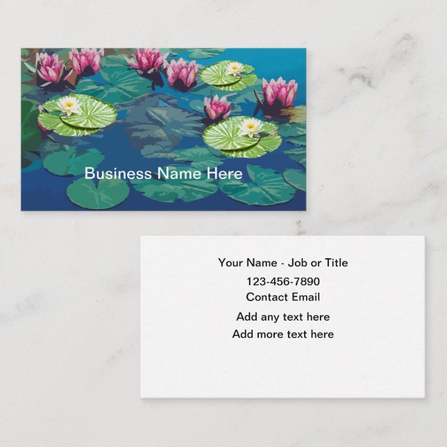 Nature Lily Pond Massage Wellness Business Cards (Front/Back)